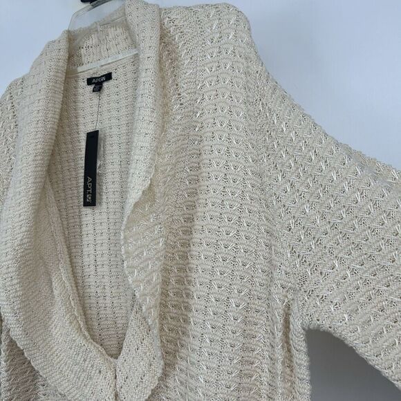 NEW Apt 9 Cream Ivory Open Knit Cardigan Collared Long Dolman Sleeve Size 2X - Picture 3 of 10